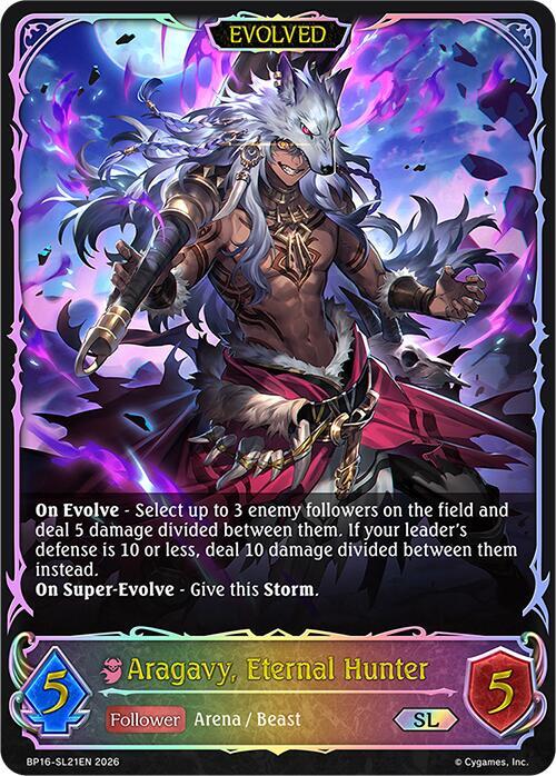 Shadowverse: Evolve BP16: New World Genesis Aragavy, Eternal Hunter (Evolved) (SL) BP16-SL21EN Super Legendary Near Mint