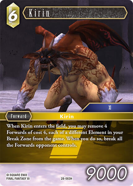 Final Fantasy TCG Dreamlike Oceans Kirin 28-063H Hero Near Mint Foil