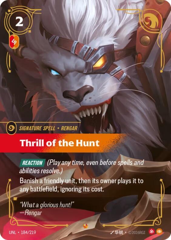 Riftbound: League of Legends Trading Card Game Unleashed Thrill of the Hunt 184/219 Epic Near Mint Foil