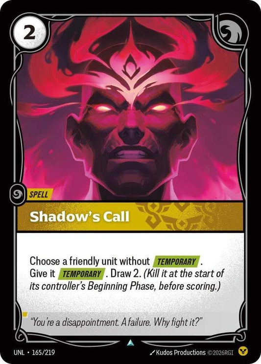 Riftbound: League of Legends Trading Card Game Unleashed Shadow's Call 165/219 Uncommon Near Mint Foil