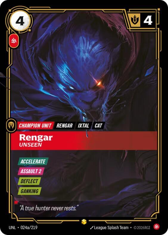 Riftbound: League of Legends Trading Card Game Unleashed Rengar - Unseen (Alternate Art) 024a/219 Showcase Near Mint Foil