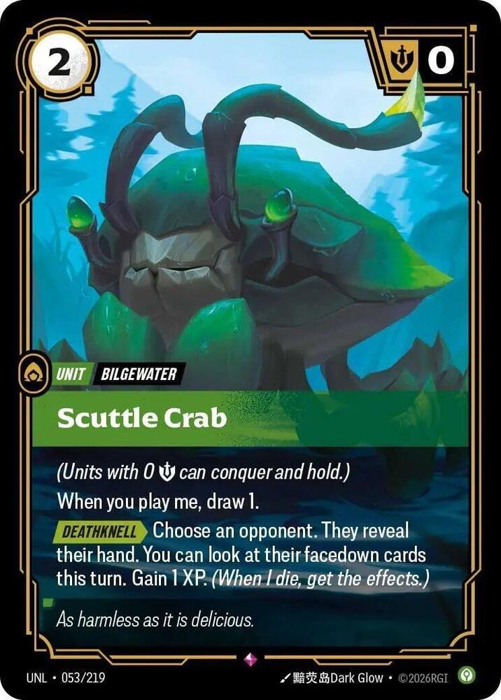 Riftbound: League of Legends Trading Card Game Unleashed Scuttle Crab 053/219 Rare Near Mint Foil