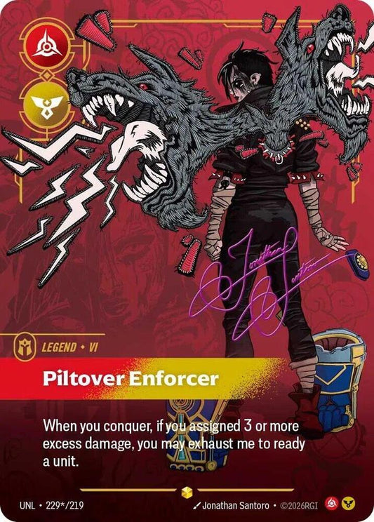 Riftbound: League of Legends Trading Card Game Unleashed Vi - Piltover Enforcer (Signature) 229*/219 Showcase Near Mint Foil