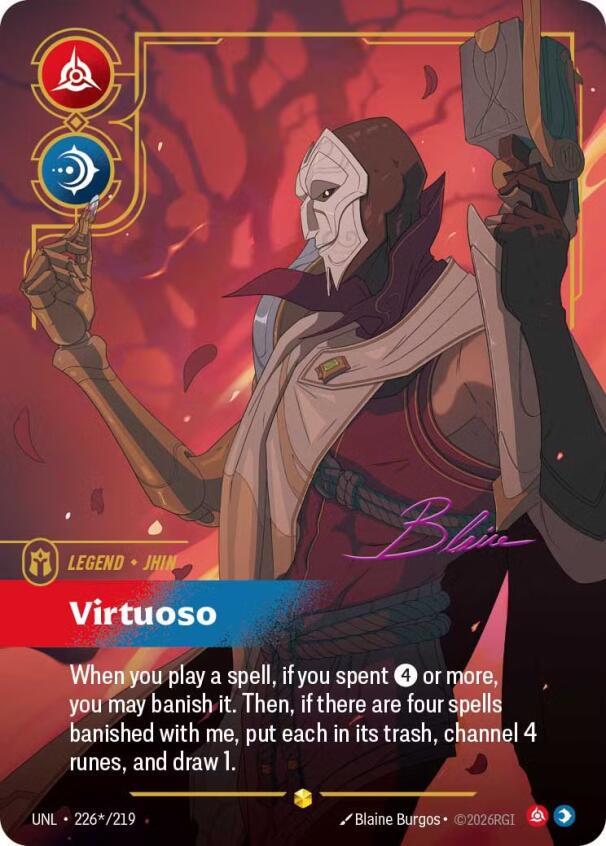 Riftbound: League of Legends Trading Card Game Unleashed Jhin - Virtuoso (Signature) 226*/219 Showcase Near Mint Foil