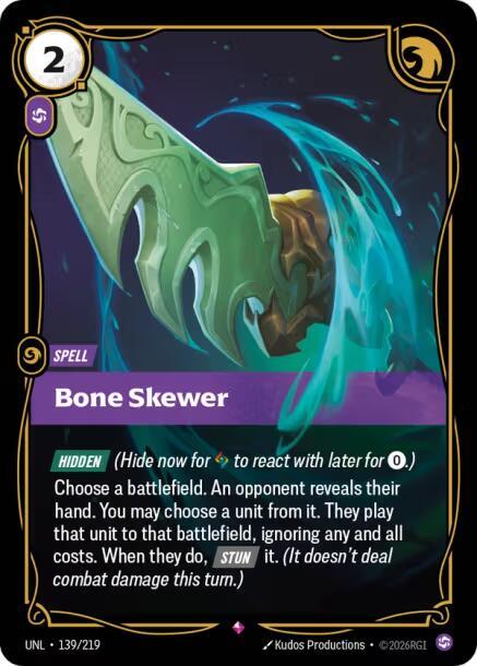 Riftbound: League of Legends Trading Card Game Unleashed Bone Skewer 139/219 Rare Near Mint Foil