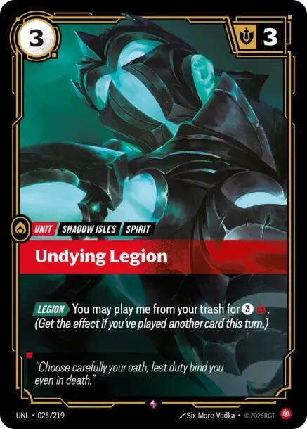 Riftbound: League of Legends Trading Card Game Unleashed Undying Legion 025/219 Rare Near Mint Foil