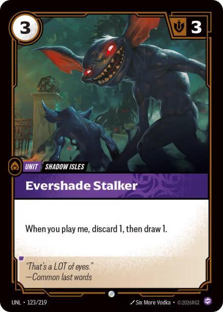 Riftbound: League of Legends Trading Card Game Unleashed Evershade Stalker 123/219 Common Near Mint