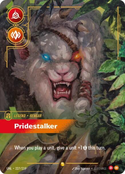 Riftbound: League of Legends Trading Card Game Unleashed Rengar - Pridestalker (Overnumbered) 227/219 Rare Near Mint Foil