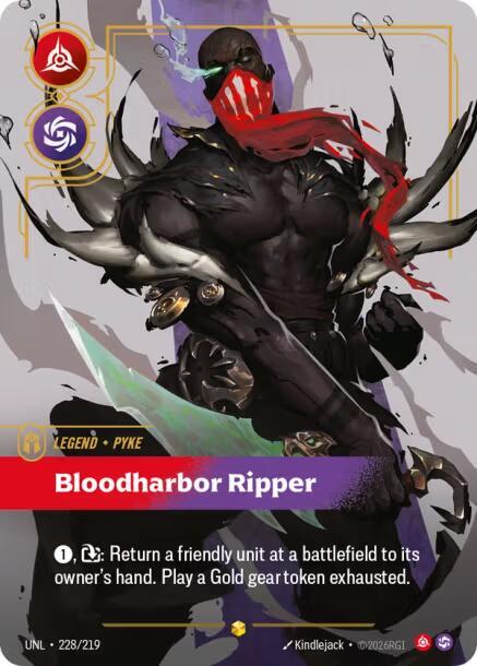 Riftbound: League of Legends Trading Card Game Unleashed Pyke - Bloodharbor Ripper (Overnumbered) 228/219 Showcase Near Mint Foil