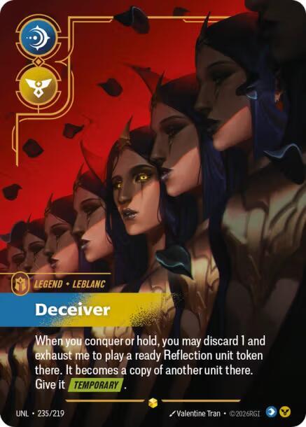 Riftbound: League of Legends Trading Card Game Unleashed LeBlanc - Deceiver (Overnumbered) 235/219 Showcase Near Mint Foil