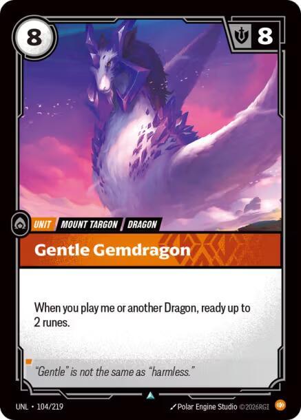 Riftbound: League of Legends Trading Card Game Unleashed Gentle Gemdragon 104/219 Uncommon Near Mint
