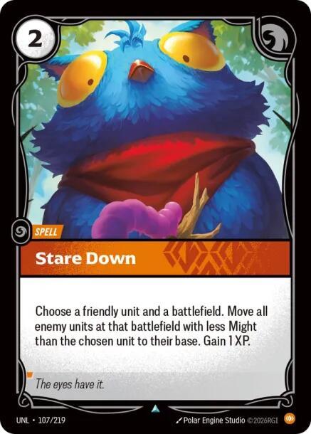 Riftbound: League of Legends Trading Card Game Unleashed Stare Down 107/219 Uncommon Near Mint Foil