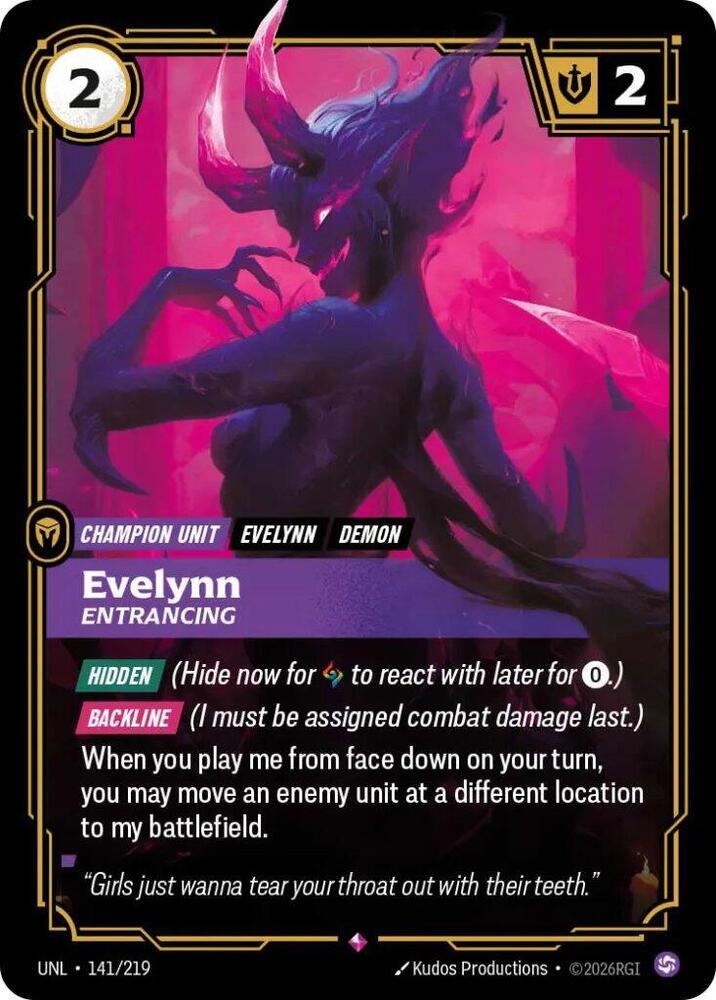Riftbound: League of Legends Trading Card Game Unleashed Evelynn - Entrancing 141/219 Rare Near Mint Foil