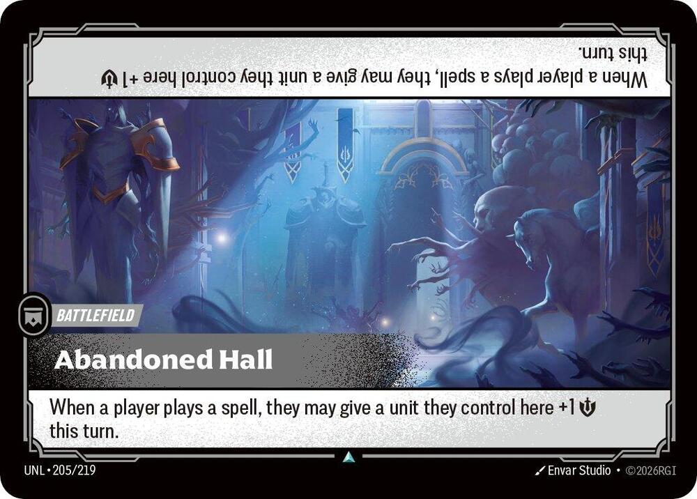 Riftbound: League of Legends Trading Card Game Unleashed Abandoned Hall 205/219 Uncommon Near Mint