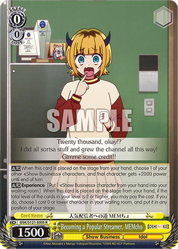 Weiss Schwarz [OSHI NO KO] Vol.2 Becoming a Popular Streamer, MEMcho OSK/S121-E005 R Rare Near Mint