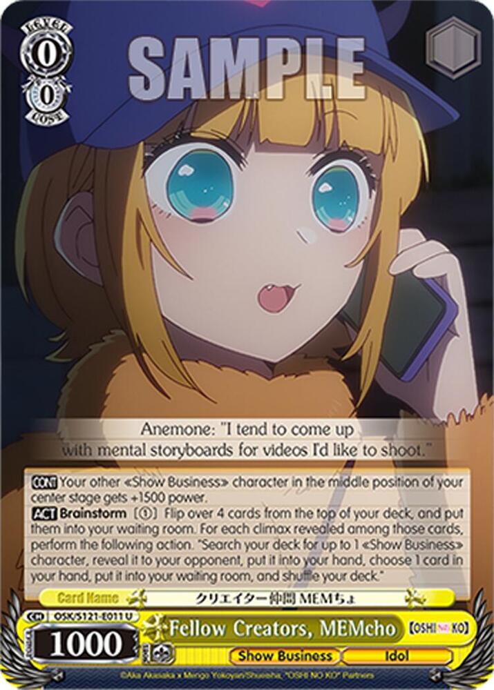 Weiss Schwarz [OSHI NO KO] Vol.2 Fellow Creators, MEMcho OSK/S121-E011 U Uncommon Near Mint