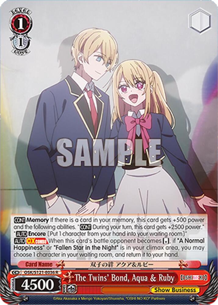 Weiss Schwarz [OSHI NO KO] Vol.2 The Twins' Bond, Aqua & Ruby OSK/S121-E036 R Rare Near Mint