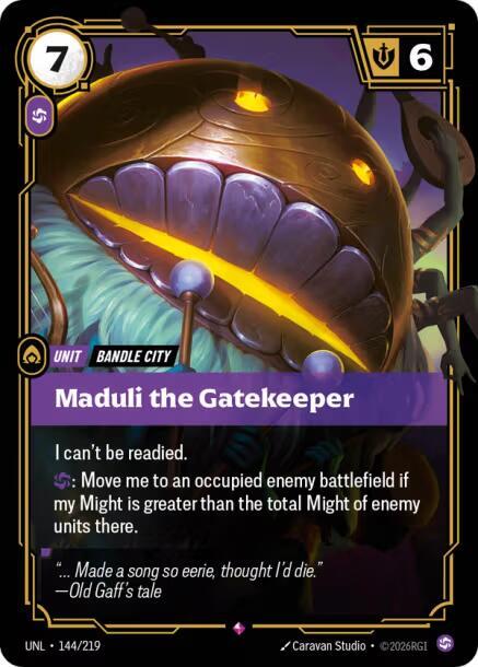 Riftbound: League of Legends Trading Card Game Unleashed Maduli the Gatekeeper 144/219 Rare Near Mint Foil
