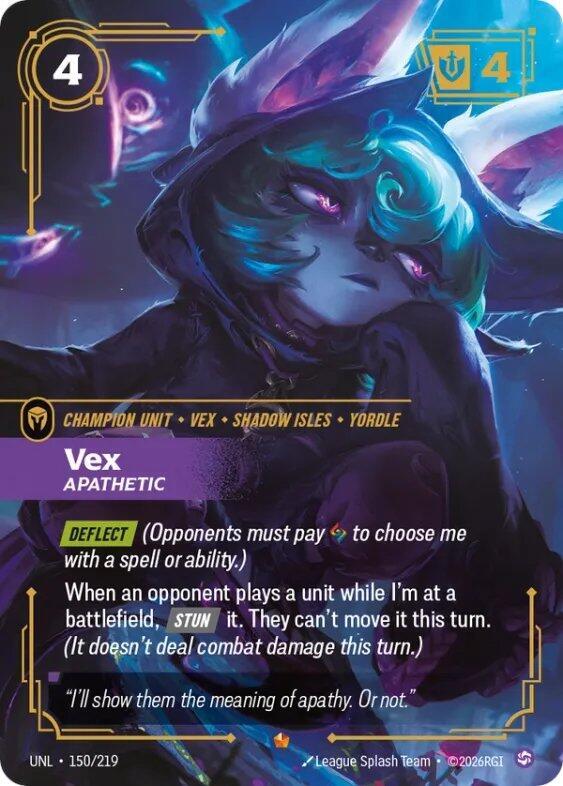 Riftbound: League of Legends Trading Card Game Unleashed Vex - Apathetic 150/219 Epic Near Mint Foil