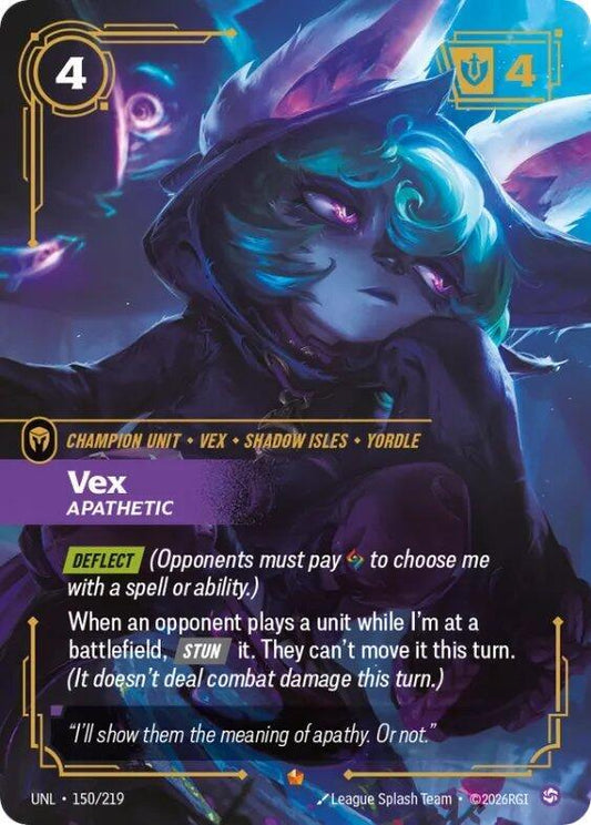 Riftbound: League of Legends Trading Card Game Unleashed Vex - Apathetic 150/219 Epic Near Mint Foil