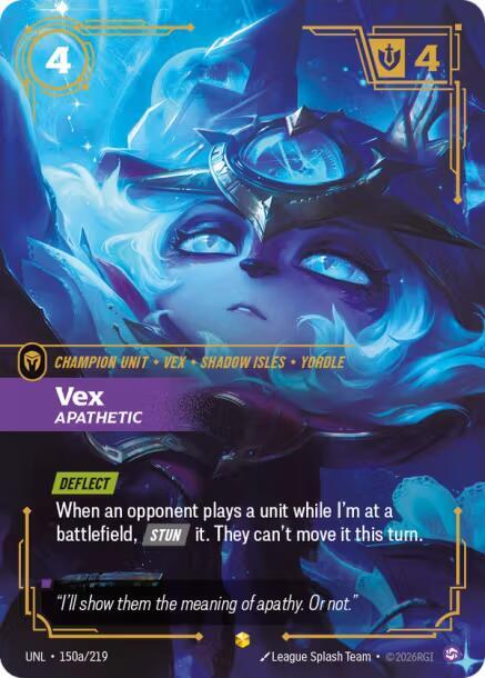 Riftbound: League of Legends Trading Card Game Unleashed Vex - Apathetic (Alternate Art) 150a/219 Showcase Near Mint Foil