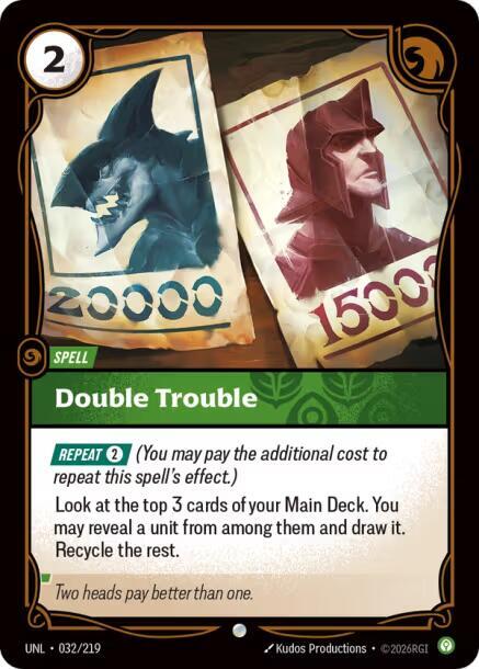 Riftbound: League of Legends Trading Card Game Unleashed Double Trouble 032/219 Common Near Mint Foil