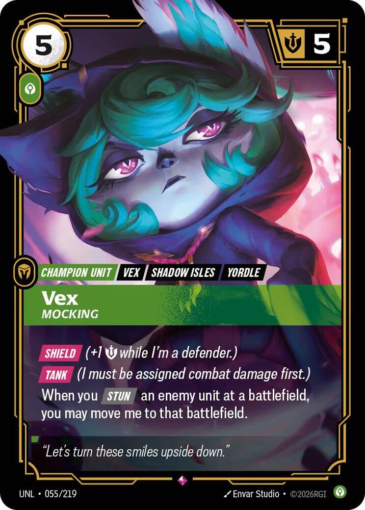 Riftbound: League of Legends Trading Card Game Unleashed Vex - Mocking 055/219 Rare Near Mint Foil