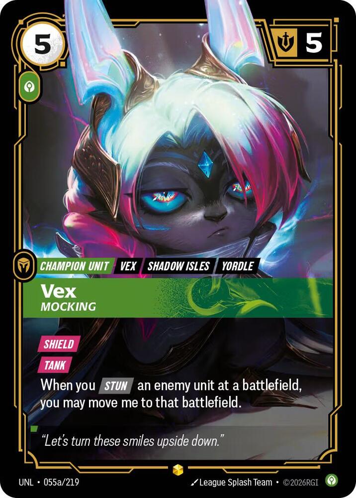 Riftbound: League of Legends Trading Card Game Unleashed Vex - Mocking (Alternate Art) 055a/219 Showcase Near Mint Foil