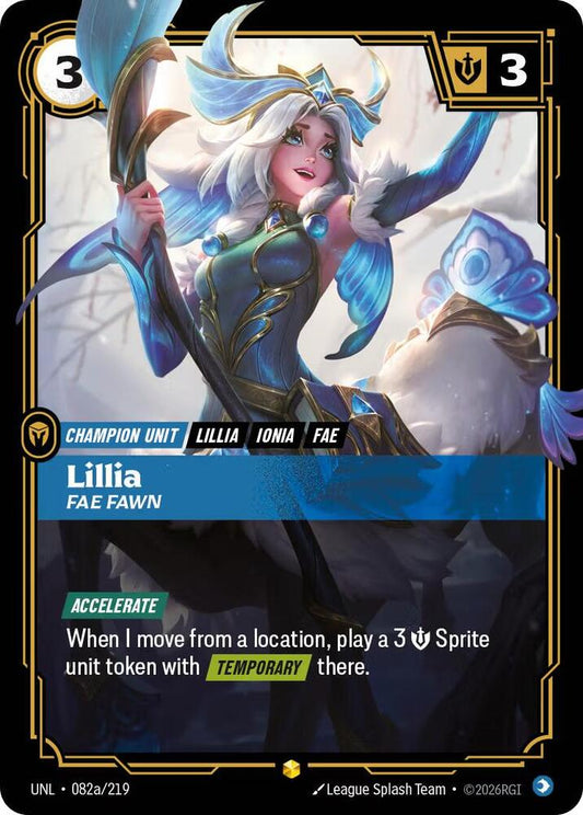 Riftbound: League of Legends Trading Card Game Unleashed Lillia - Fae Fawn (Alternate Art) 082a/219 Showcase Near Mint Foil