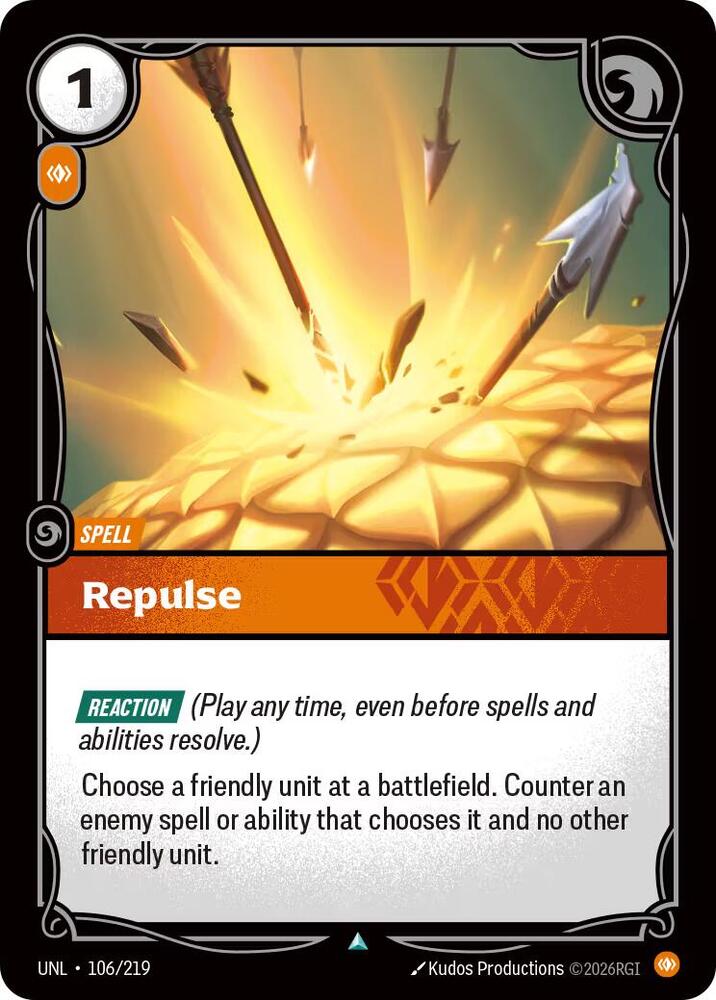 Riftbound: League of Legends Trading Card Game Unleashed Repulse 106/219 Uncommon Near Mint