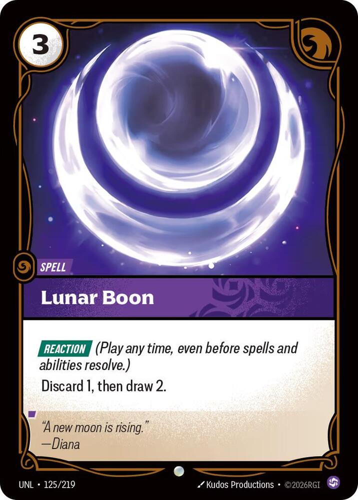 Riftbound: League of Legends Trading Card Game Unleashed Lunar Boon 125/219 Common Near Mint Foil