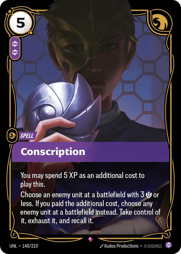 Riftbound: League of Legends Trading Card Game Unleashed Conscription 140/219 Rare Near Mint Foil