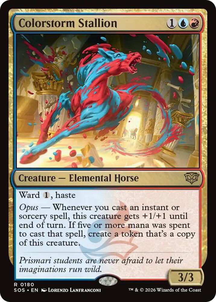 Magic: The Gathering Secrets of Strixhaven Colorstorm Stallion 180 R Near Mint Foil (Spanish)