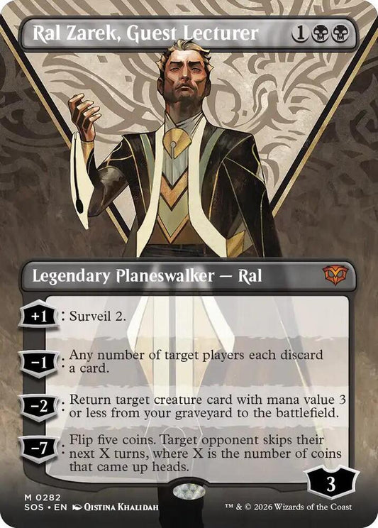 Magic: The Gathering Secrets of Strixhaven Ral Zarek, Guest Lecturer (Borderless) 282 M Near Mint Foil (French)