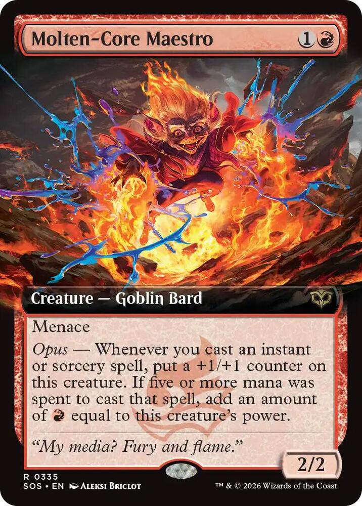 Magic: The Gathering Secrets of Strixhaven Molten-Core Maestro (Extended Art) 335 R Near Mint