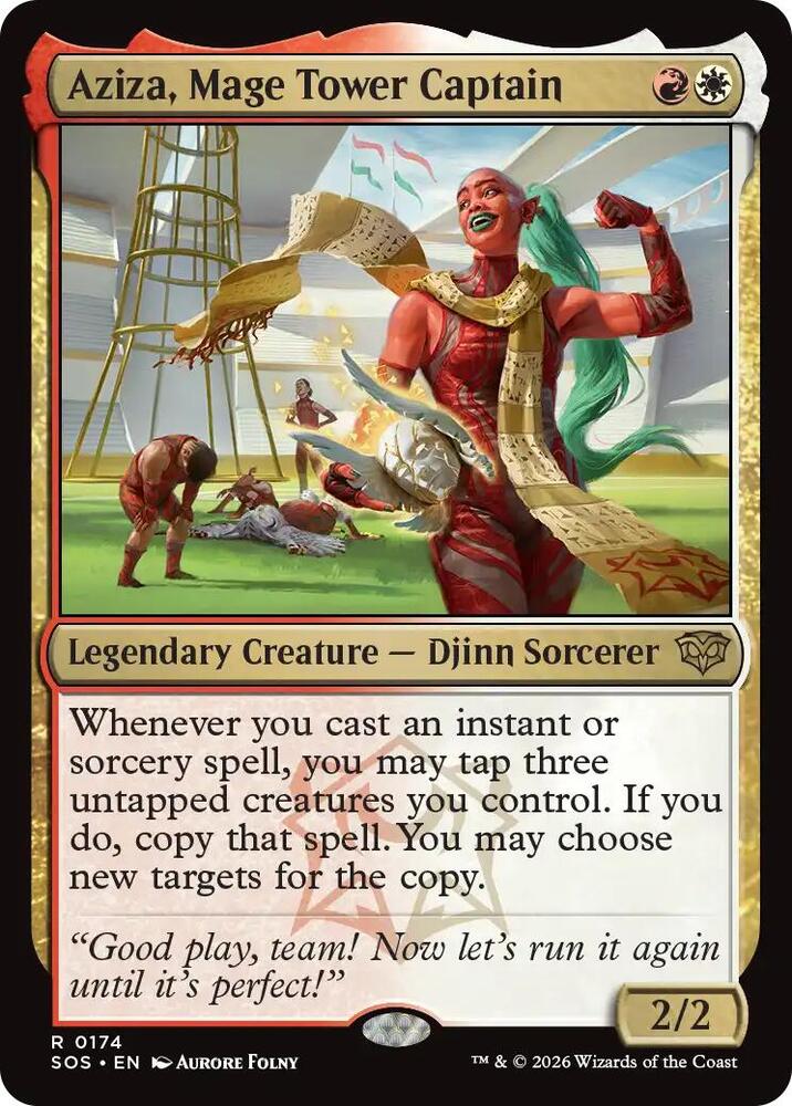 Magic: The Gathering Secrets of Strixhaven Aziza, Mage Tower Captain 174 R Near Mint Foil (French)