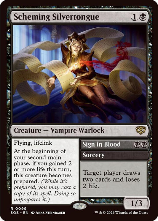 Magic: The Gathering Secrets of Strixhaven Scheming Silvertongue 99 R Near Mint