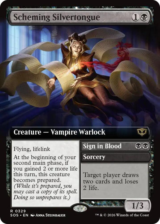 Magic: The Gathering Secrets of Strixhaven Scheming Silvertongue (Extended Art) 329 R Near Mint Foil (Italian)