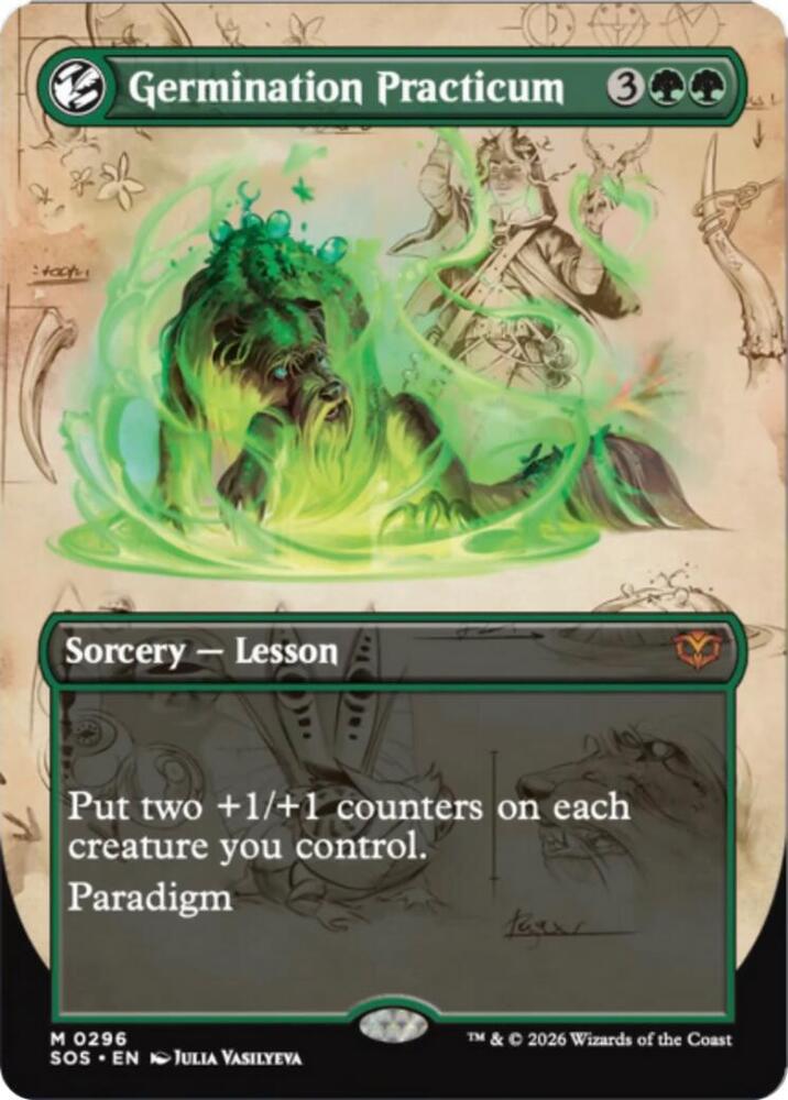 Magic: The Gathering Secrets of Strixhaven Germination Practicum (Borderless) 296 M Near Mint Foil (Italian)