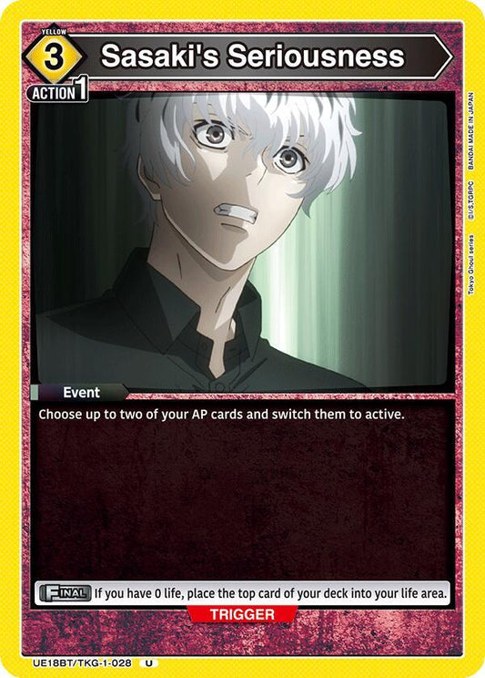 Union Arena UE18BT: Tokyo Ghoul Sasaki's Seriousness UE18BT/TKG-1-028 Uncommon Near Mint