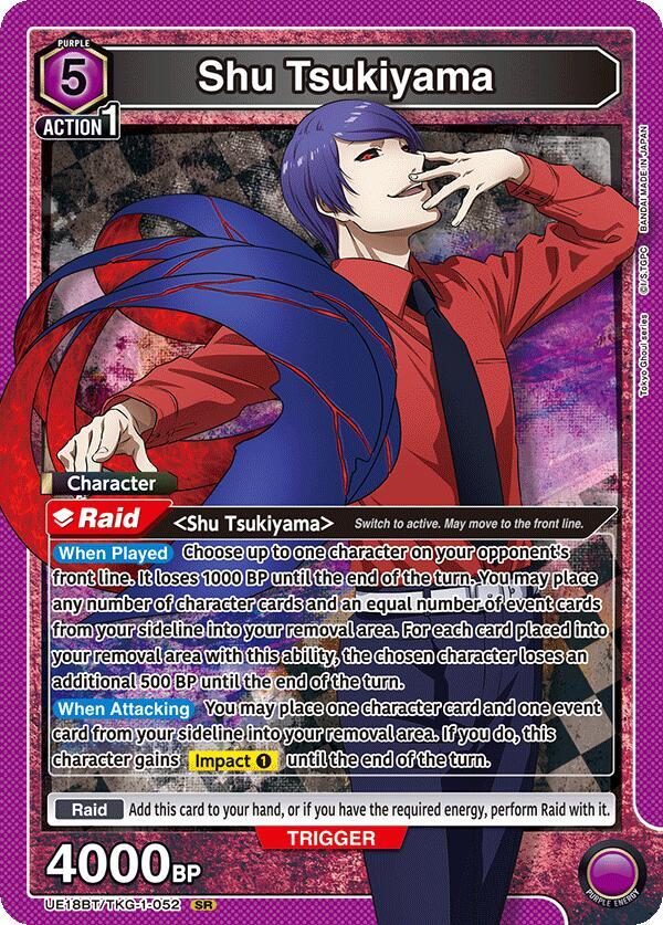 Union Arena UE18BT: Tokyo Ghoul Shu Tsukiyama (052) UE18BT/TKG-1-052 Super Rare Near Mint Foil