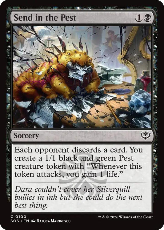 Magic: The Gathering Secrets of Strixhaven Send in the Pest 100 C Near Mint Foil (Spanish)