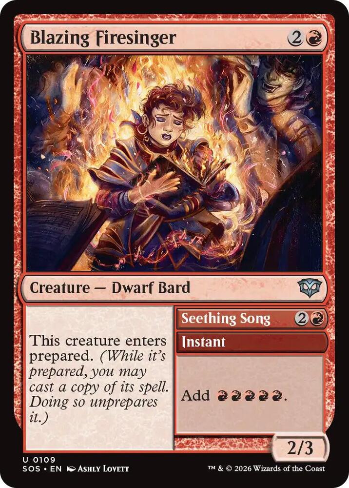 Magic: The Gathering Secrets of Strixhaven Blazing Firesinger 109 U Near Mint Foil (German)