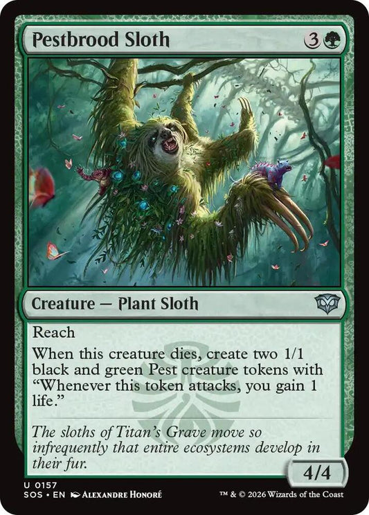 Magic: The Gathering Secrets of Strixhaven Pestbrood Sloth 157 U Near Mint Foil (Spanish)
