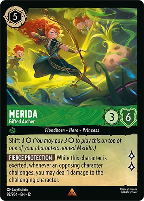 Disney Lorcana Wilds Unknown Merida - Gifted Archer 89/204 Rare Near Mint Cold Foil