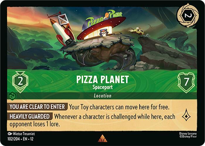 Disney Lorcana Wilds Unknown Pizza Planet - Spaceport 102/204 Rare Near Mint Cold Foil