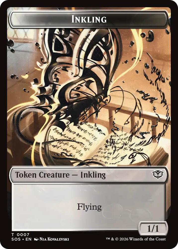 Magic: The Gathering Secrets of Strixhaven Inkling (0007) // Spirit (0011) Double-Sided Token 7 // 11 T Near Mint (Japanese)