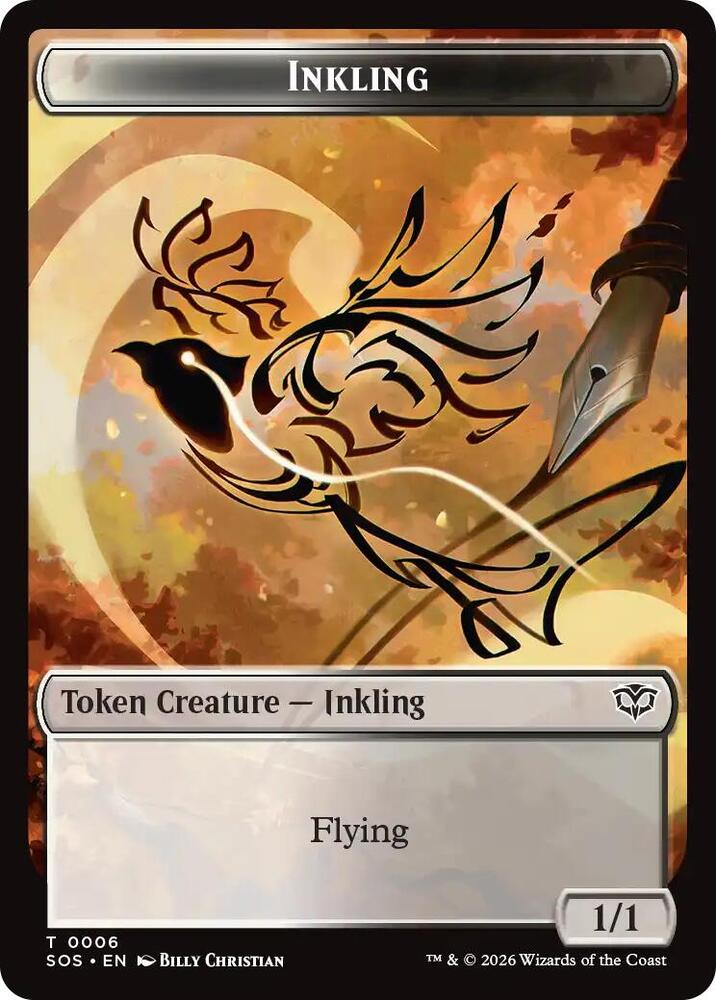 Magic: The Gathering Secrets of Strixhaven Inkling (0006) // Spirit (0010) Double-Sided Token 6 // 10 T Near Mint (Japanese)