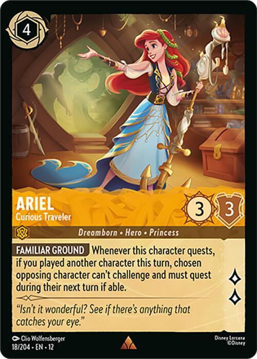 Disney Lorcana Wilds Unknown Ariel - Curious Traveler 18/204 Rare Near Mint