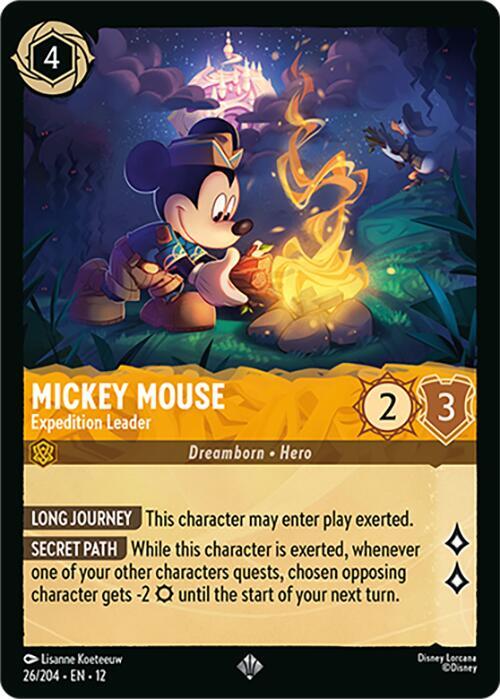 Disney Lorcana Wilds Unknown Mickey Mouse - Expedition Leader 26/204 Super Rare Near Mint